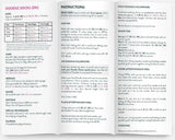 Pattern leaflet for sock knitting with text and charts.
