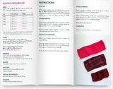Knitting pattern leaflet for a doodle headband with size chart and instructions.