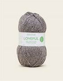 Gray yarn ball with 'Loveful' label on a white background