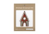 Wooden house shape with holes embroidery thread in paper package
