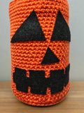 Pumpkin jack-o-lantern jar cosy