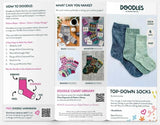 Brochure page on sock doodling with illustrations and text.