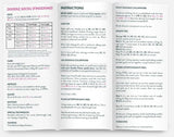 Open book with knitting instructions and colorwork patterns.